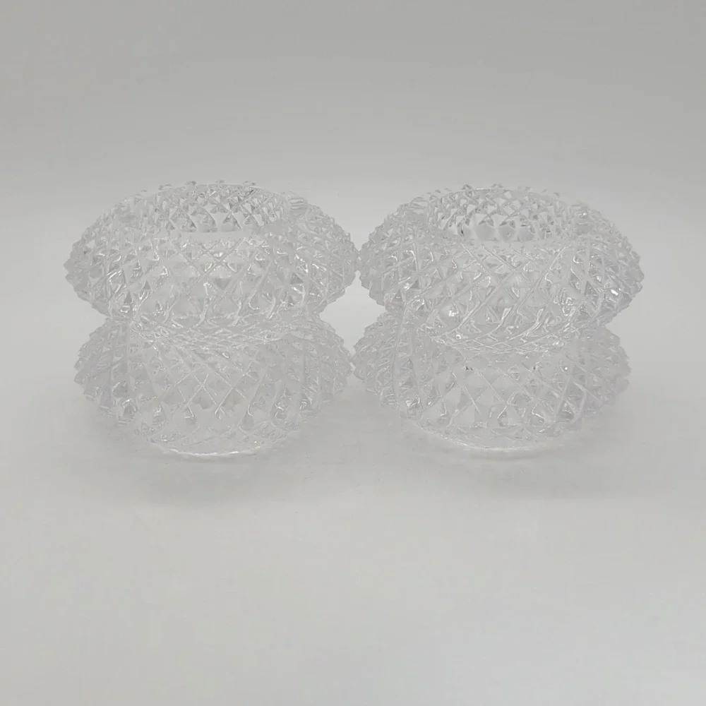 Vintage Cut Crystal Napkin Rings Set of 4 Diamond Quilted Glass Table Decor